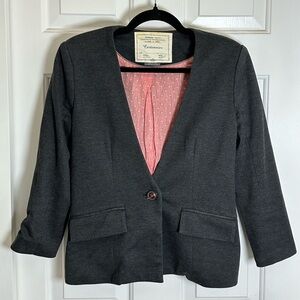 Anthropologie Cartonnier Charcoal Blazer with 3/4 Sleeves